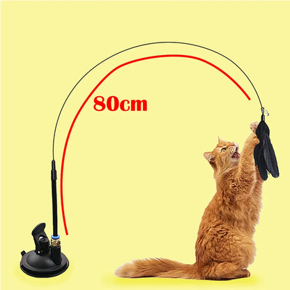 Interactive Cat Feather Toy — Suction Cup Wand for Hands-Free Play