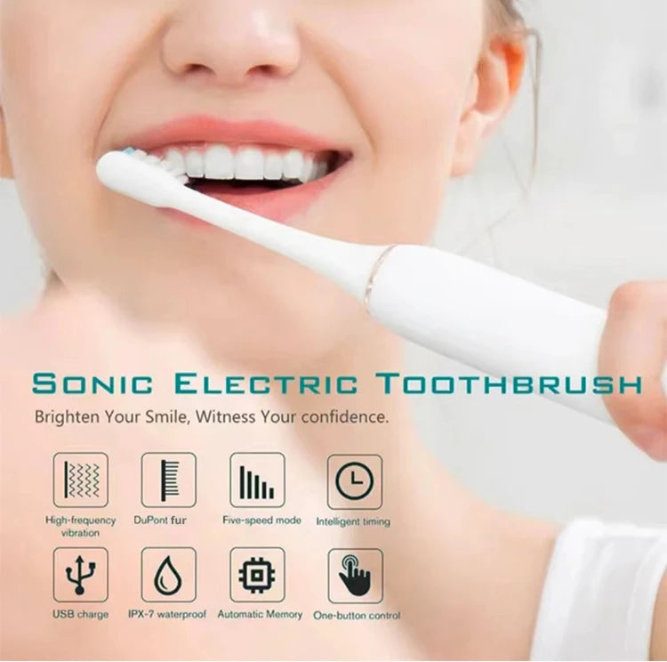 Electric Ultrasonic Toothbrush Set – 6 Cleaning Modes, USB Rechargeable & Waterproof