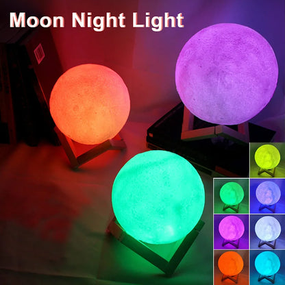 Mini Moon Lamp Night Light — Soft LED Bedroom Light (7 Color Modes)