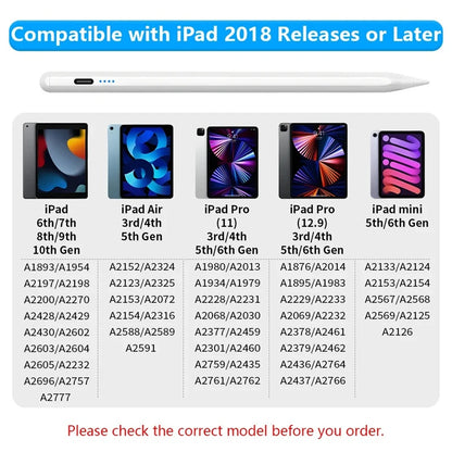 Stylus Pen for iPad – Palm Rejection, Power Display & Precision Drawing (Apple Pencil Compatible)