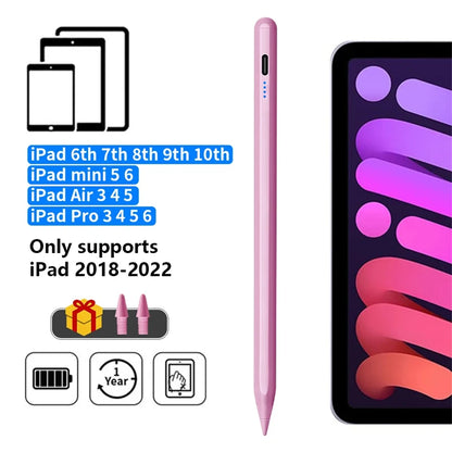 Stylus Pen for iPad – Palm Rejection, Power Display & Precision Drawing (Apple Pencil Compatible)