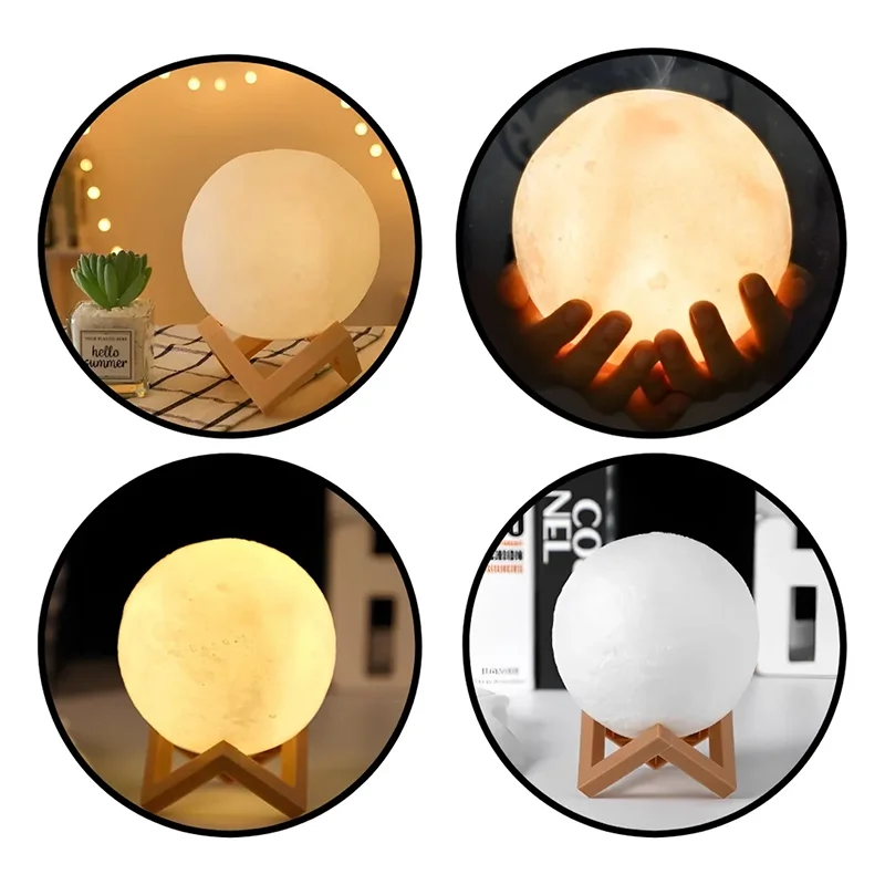 Mini Moon Lamp Night Light — Soft LED Bedroom Light (7 Color Modes)