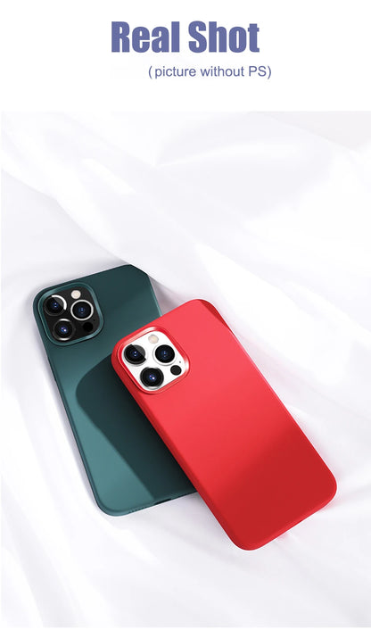 Luxury Liquid Silicone iPhone Case – Shockproof Slim Cover for iPhone 11–16 Pro Max & Plus