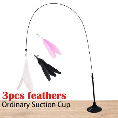 Interactive Cat Feather Toy — Suction Cup Wand for Hands-Free Play