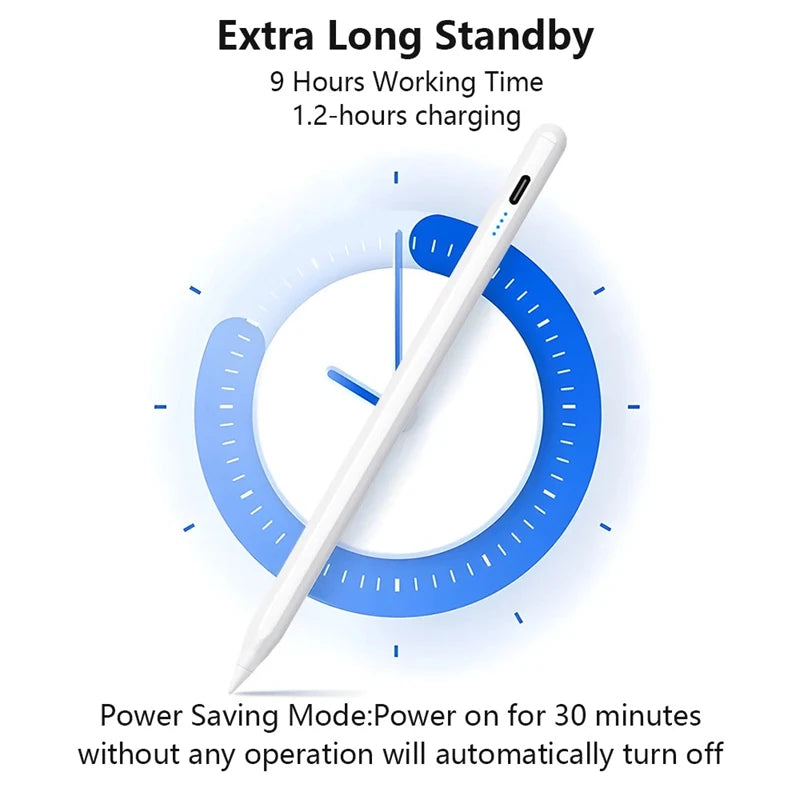 Stylus Pen for iPad – Palm Rejection, Power Display & Precision Drawing (Apple Pencil Compatible)