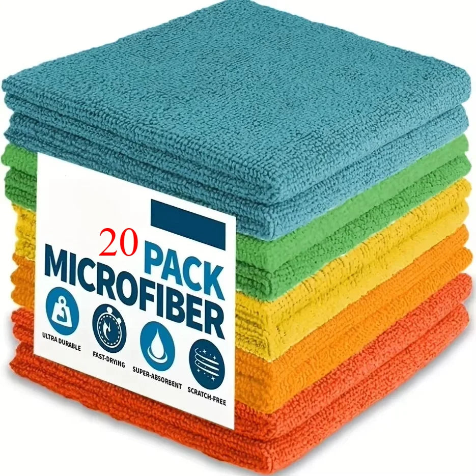 Ultra-Absorbent Microfiber Cleaning Cloths/Towels — Soft & Streak-Free (5/10/20 Pack)