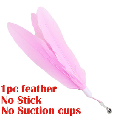 Interactive Cat Feather Toy — Suction Cup Wand for Hands-Free Play