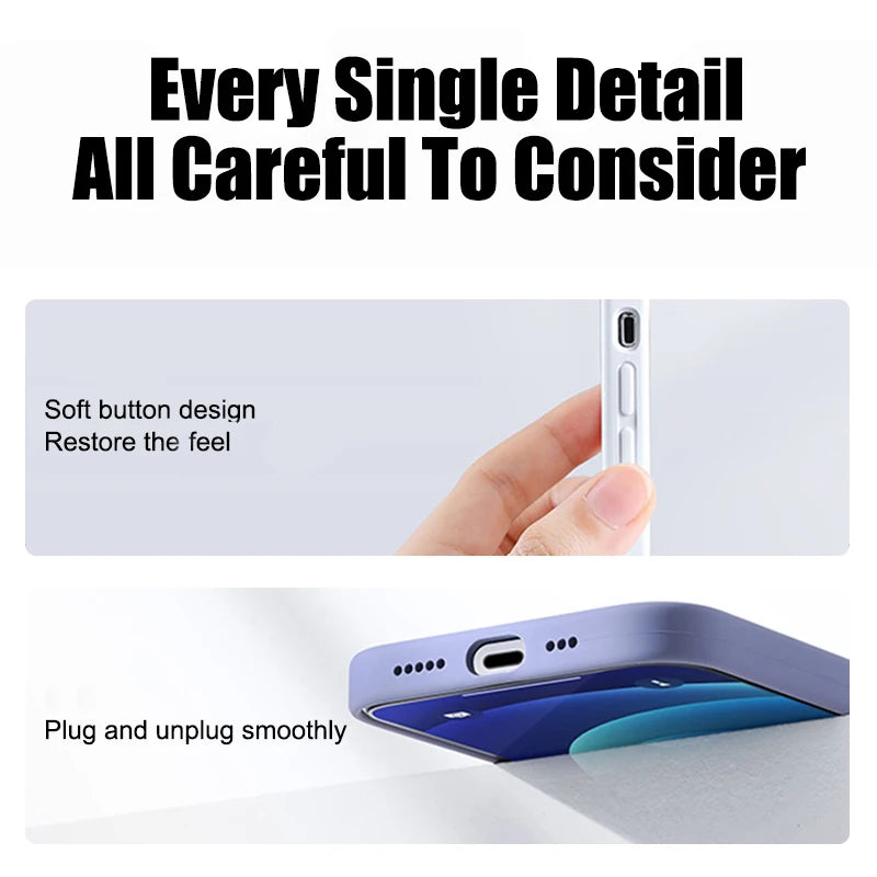 Luxury Liquid Silicone iPhone Case – Shockproof Slim Cover for iPhone 11–16 Pro Max & Plus