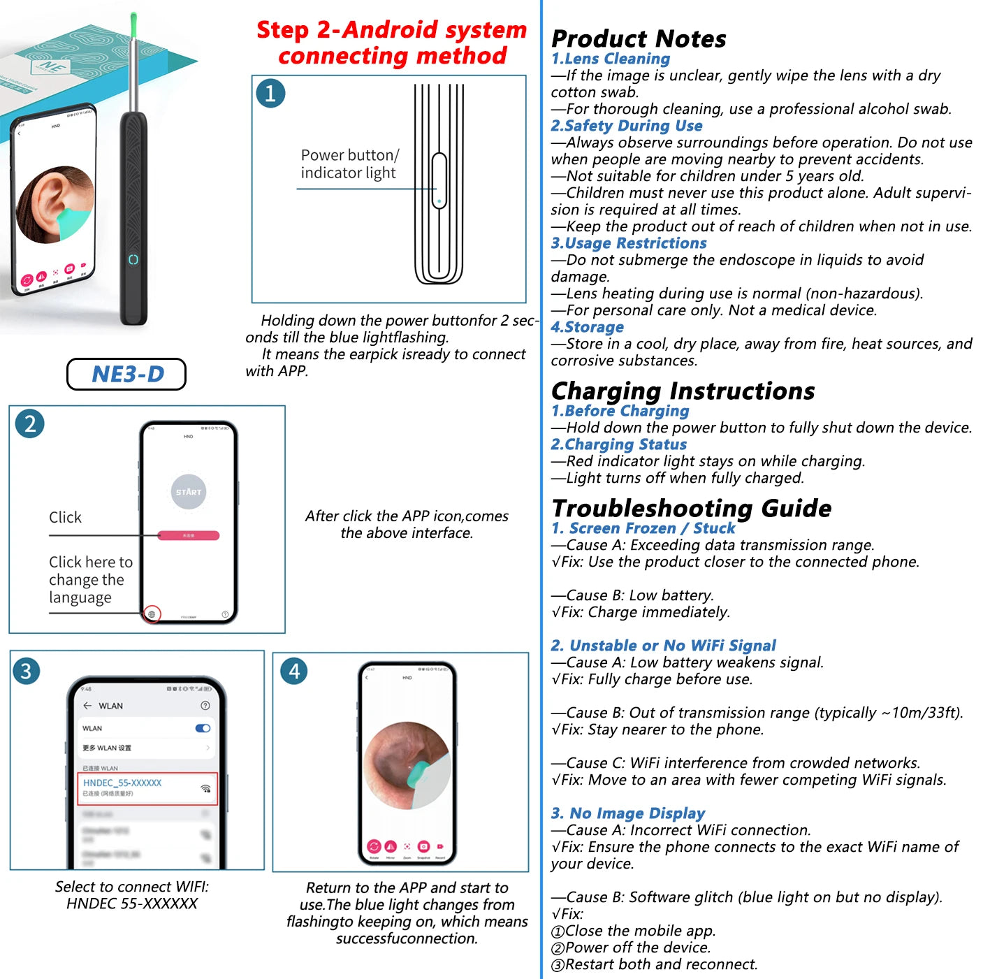 Visual Ear Cleaner with Camera – HD Otoscope Ear Wax Removal Tool with LED Light