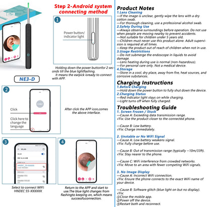 Visual Ear Cleaner with Camera – HD Otoscope Ear Wax Removal Tool with LED Light