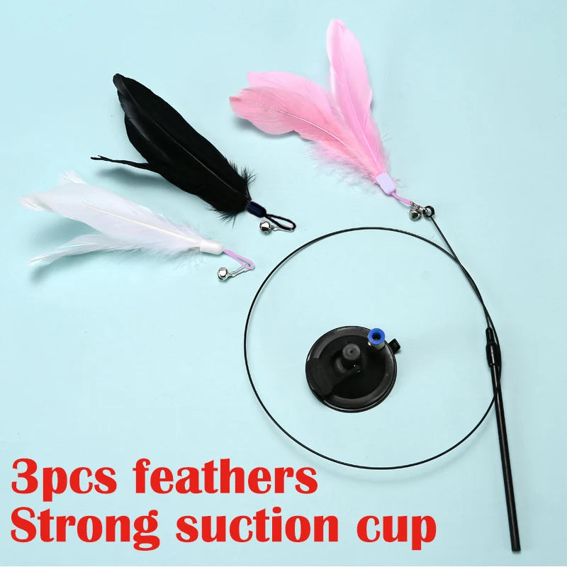 Interactive Cat Feather Toy — Suction Cup Wand for Hands-Free Play