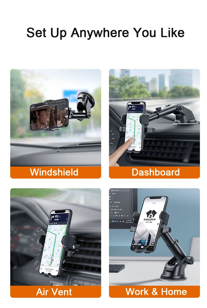 360° Adjustable Car Phone Holder – Strong Suction Dashboard & Windshield Mount for All 4.0–7” Phones (2026 Upgrade)