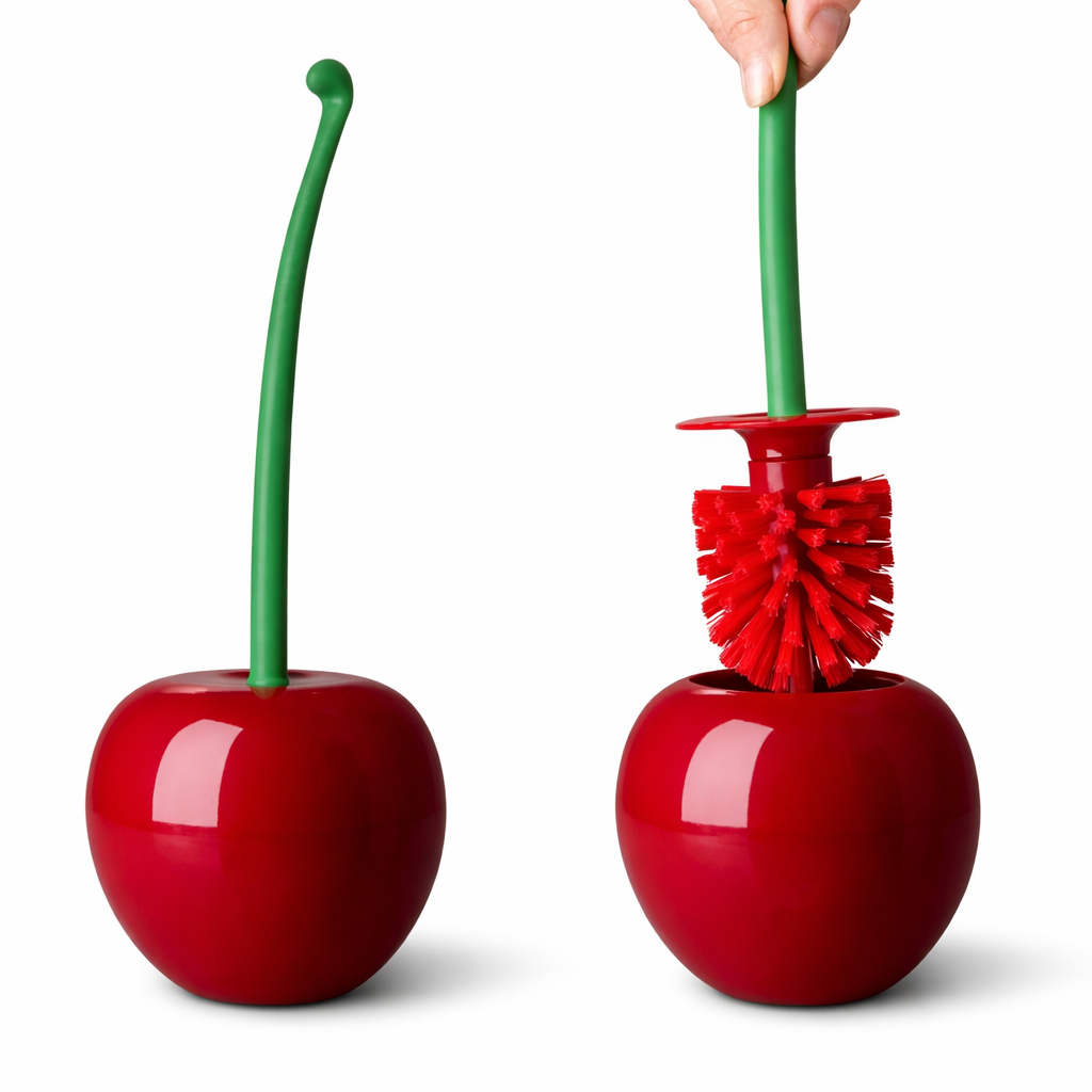 Cherry-Shaped Toilet Brush Set – Creative Bathroom Cleaner with Holder